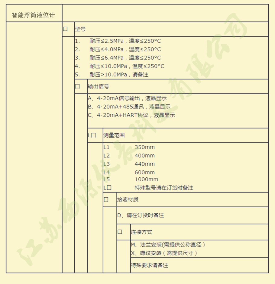 技术参数选型